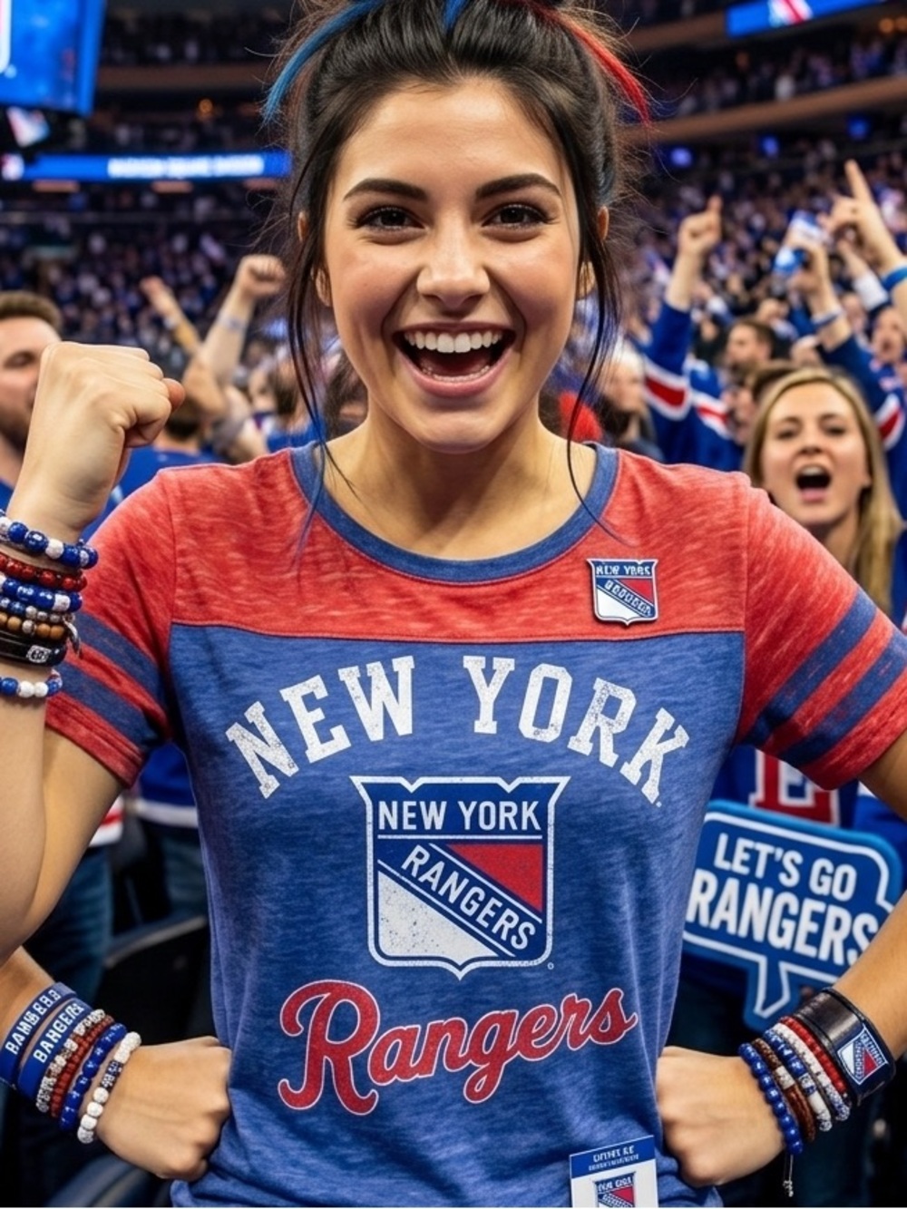 NHL Touch by Alyssa Milano New York Rangers Morgan Scoop Neck Tri-Blend T-Shirt